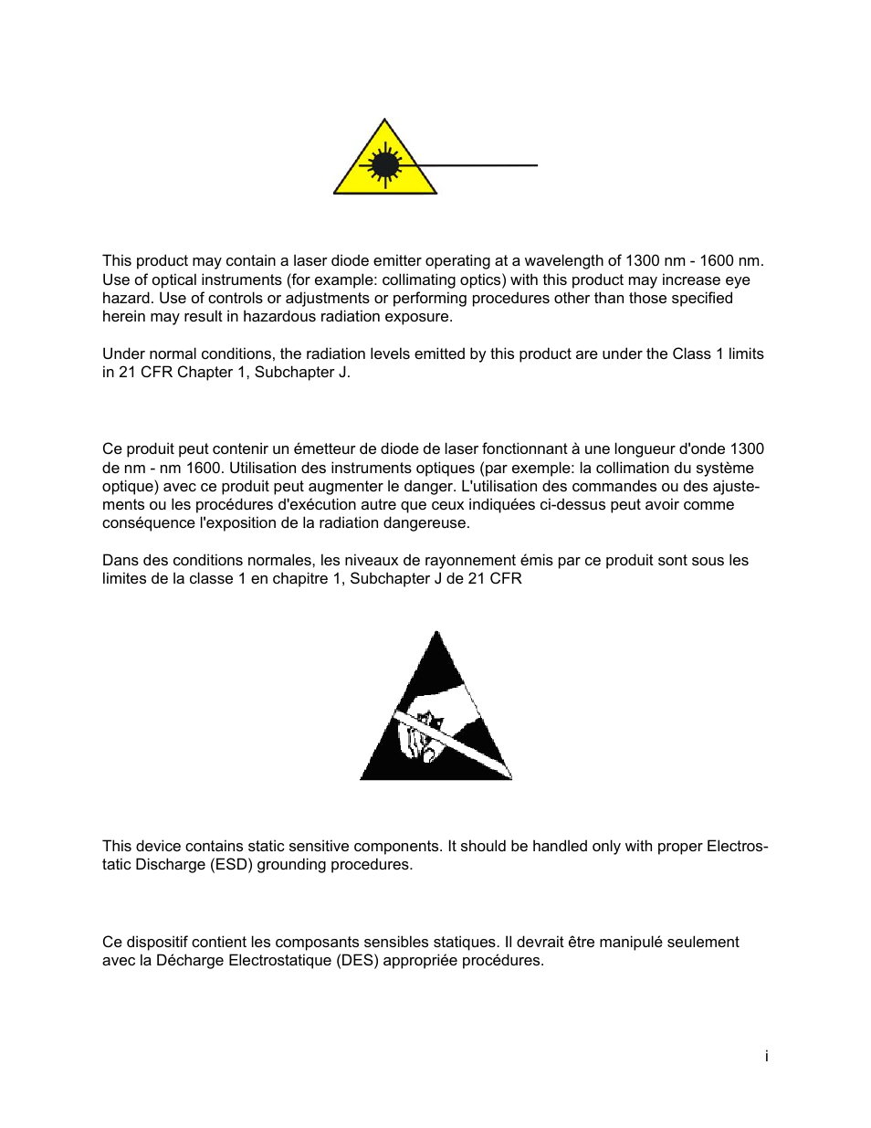 Caution, Attention, Notice | Avis | CANOGA PERKINS 9145E Network Interface Device User Manual | Page 3 / 54