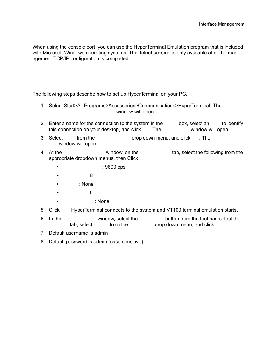 1 setting up the vt-100 terminal | CANOGA PERKINS 9145E Network Interface Device User Manual | Page 42 / 54