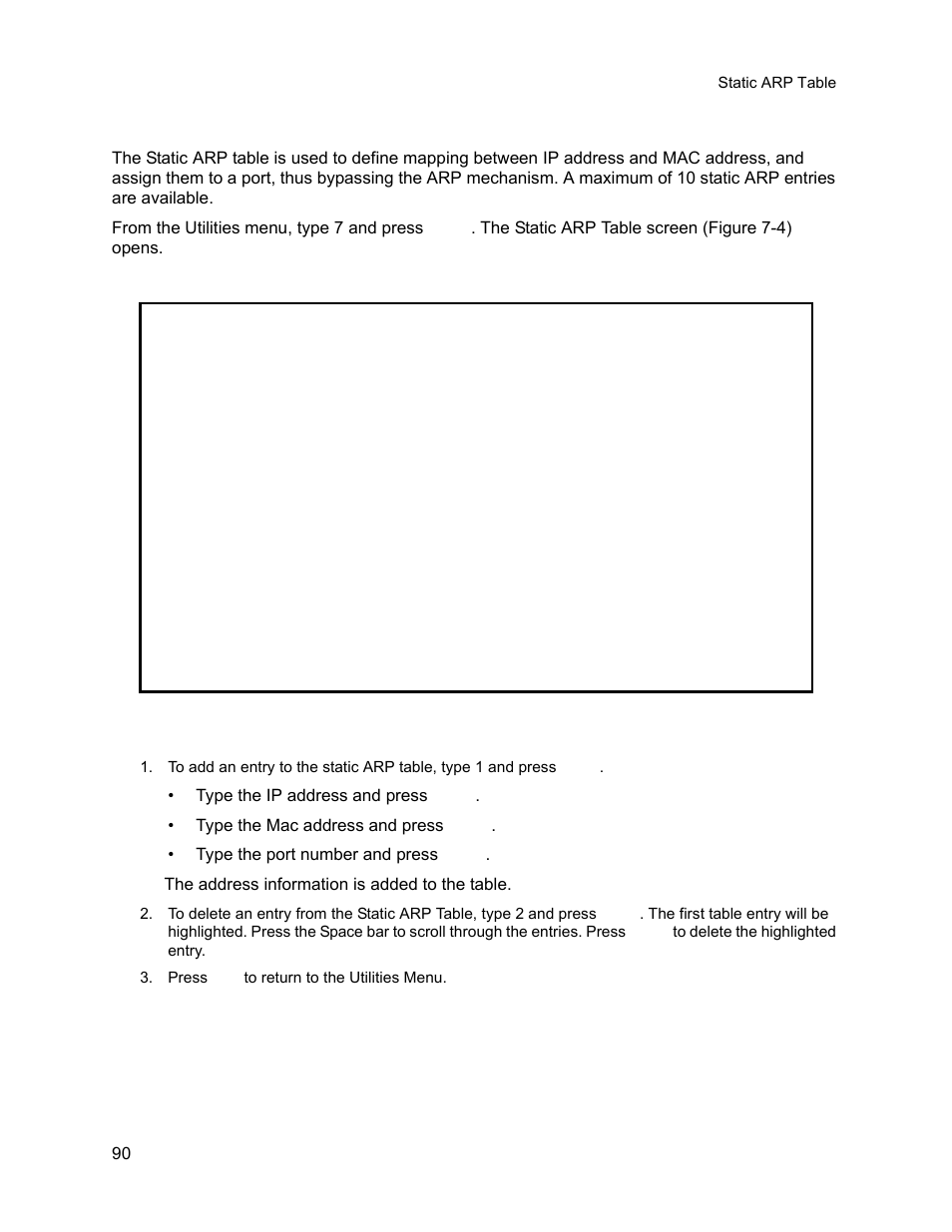 6 static arp table, Static arp table | CANOGA PERKINS 9145E NID Software Version 3.1 User Manual | Page 105 / 189