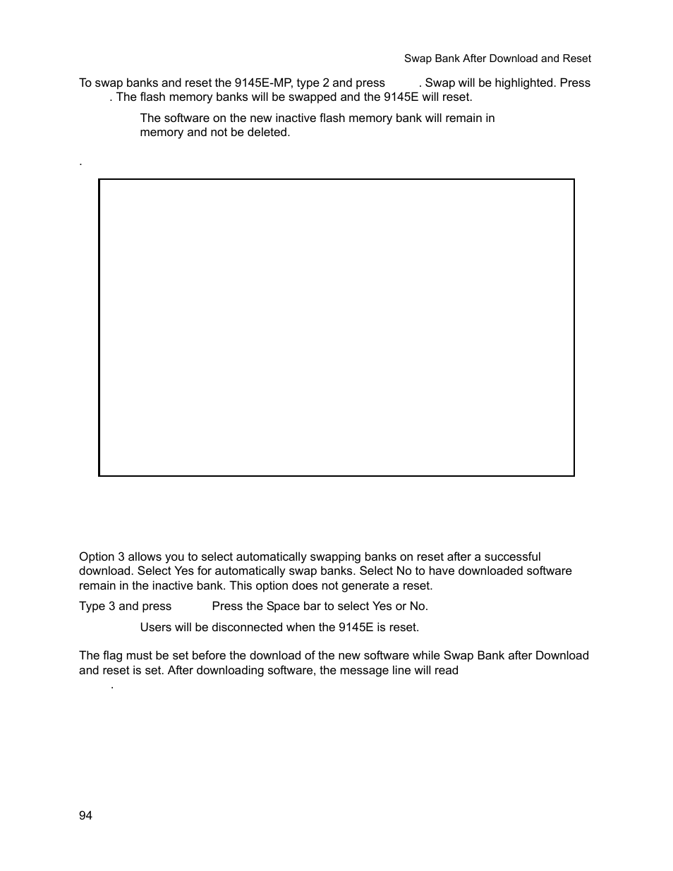 3 swap bank after download and reset, Swap bank after download and reset | CANOGA PERKINS 9145E NID Software Version 3.1 User Manual | Page 109 / 189