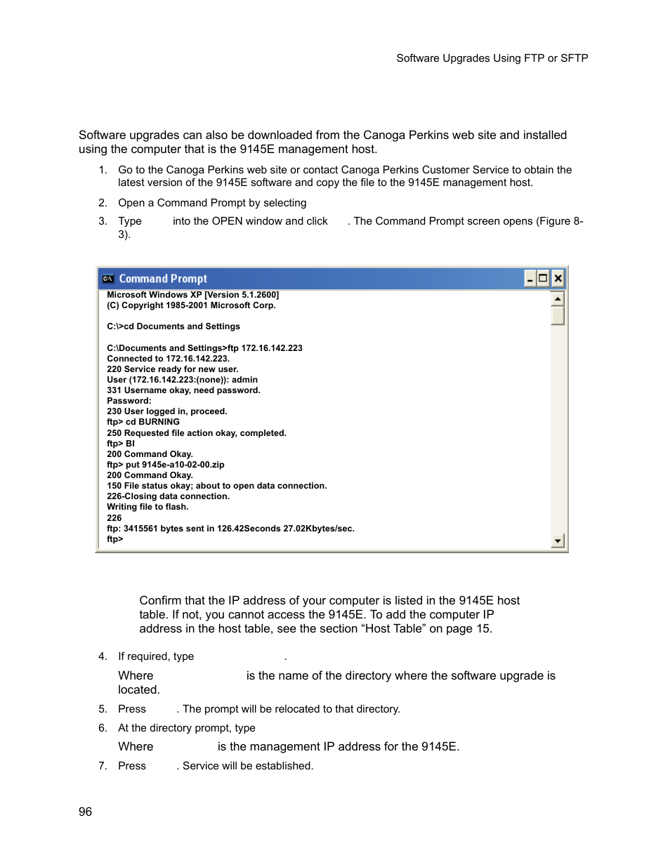 5 software upgrades using ftp or sftp, 1 software download using ftp, Software upgrades using ftp or sftp | Software download using ftp | CANOGA PERKINS 9145E NID Software Version 3.1 User Manual | Page 111 / 189