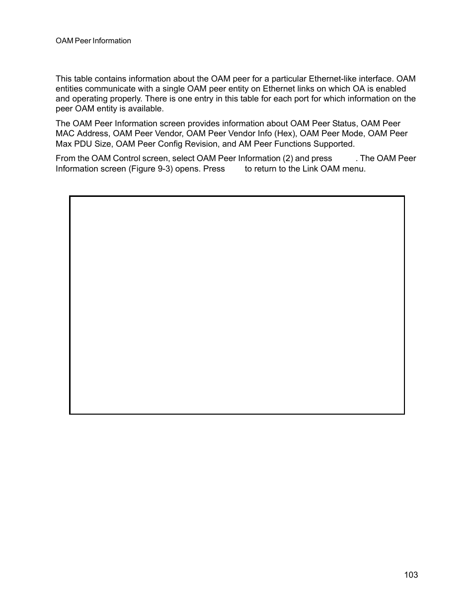 2 oam peer information, Oam peer information | CANOGA PERKINS 9145E NID Software Version 3.1 User Manual | Page 118 / 189