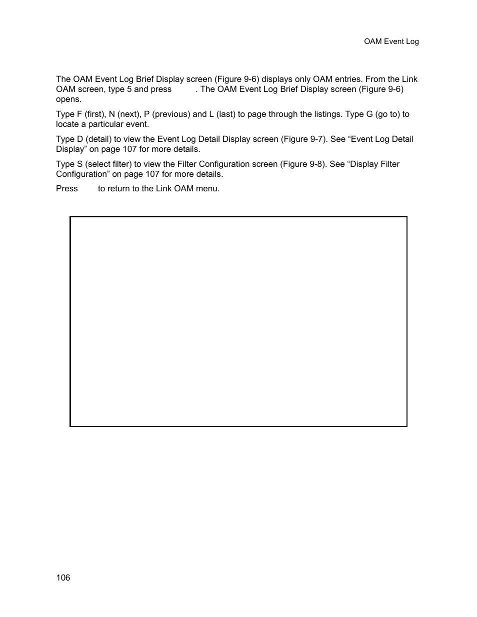 5 oam event log, Oam event log | CANOGA PERKINS 9145E NID Software Version 3.1 User Manual | Page 121 / 189
