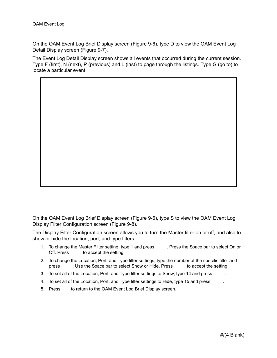 1 event log detail display, 2 display filter configuration, Event log detail display | Display filter configuration | CANOGA PERKINS 9145E NID Software Version 3.1 User Manual | Page 122 / 189