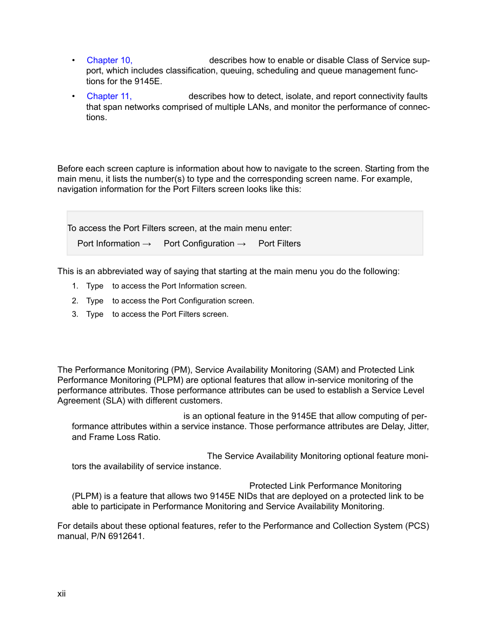 Conventions used in this manual, Optional applications | CANOGA PERKINS 9145E NID Software Version 3.1 User Manual | Page 13 / 189