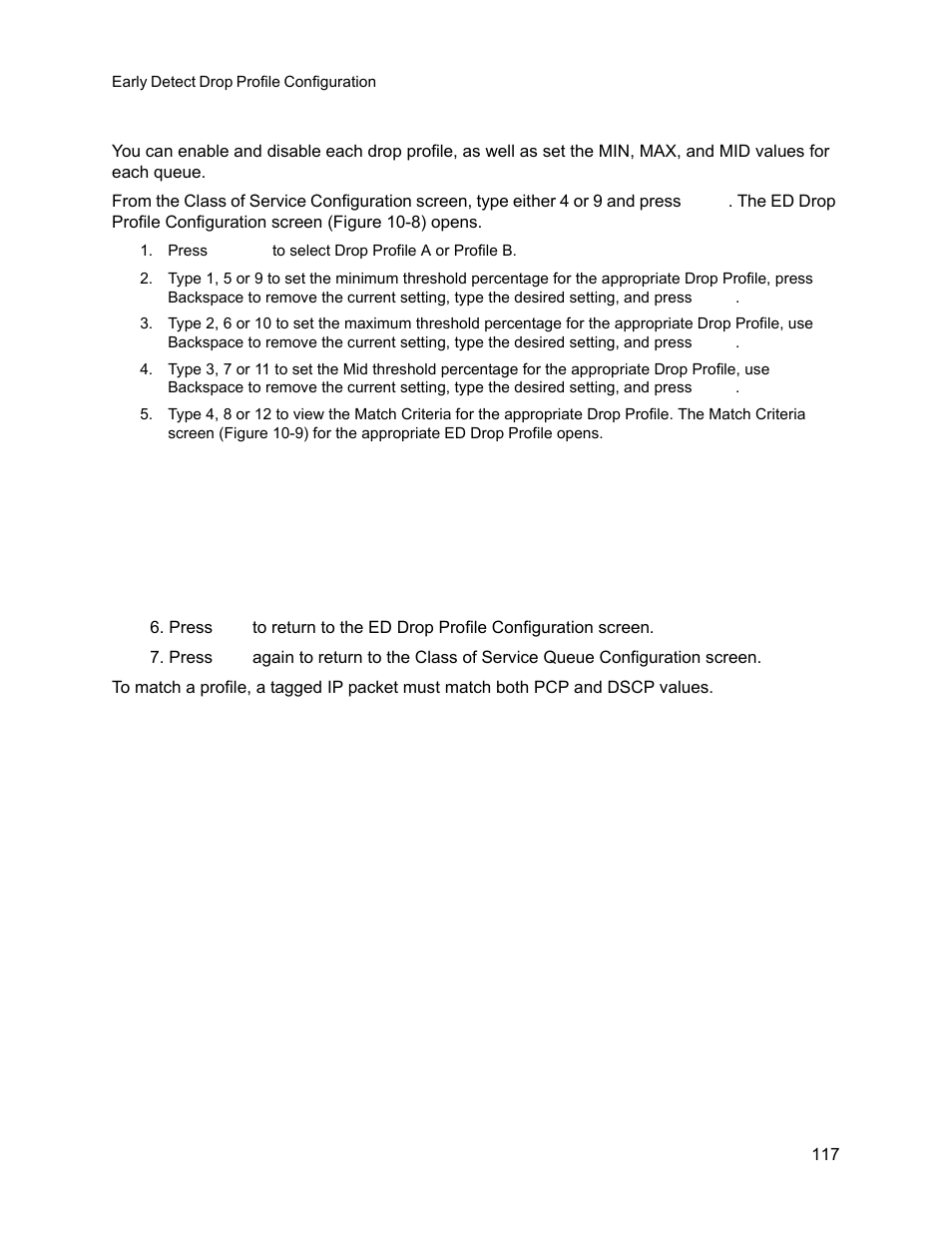 4 early detect drop profile configuration, Early detect drop profile configuration | CANOGA PERKINS 9145E NID Software Version 3.1 User Manual | Page 132 / 189