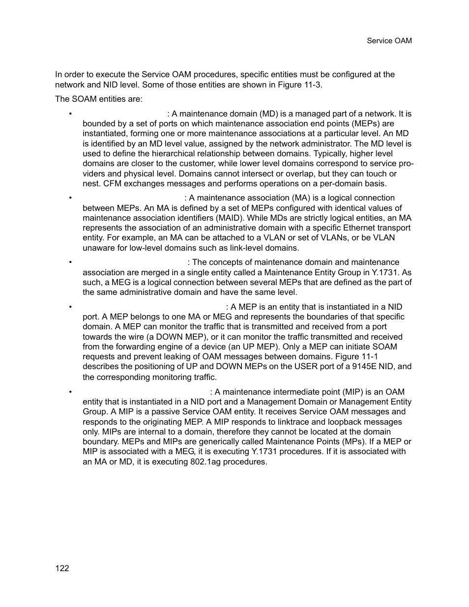 1 soam entities, Soam entities | CANOGA PERKINS 9145E NID Software Version 3.1 User Manual | Page 137 / 189