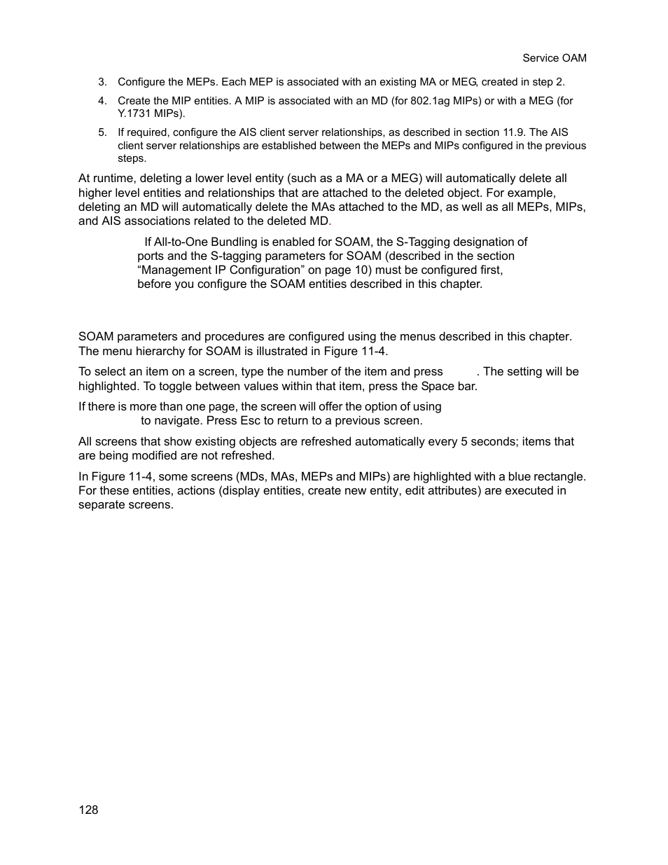 7 screen navigation, Screen navigation | CANOGA PERKINS 9145E NID Software Version 3.1 User Manual | Page 143 / 189