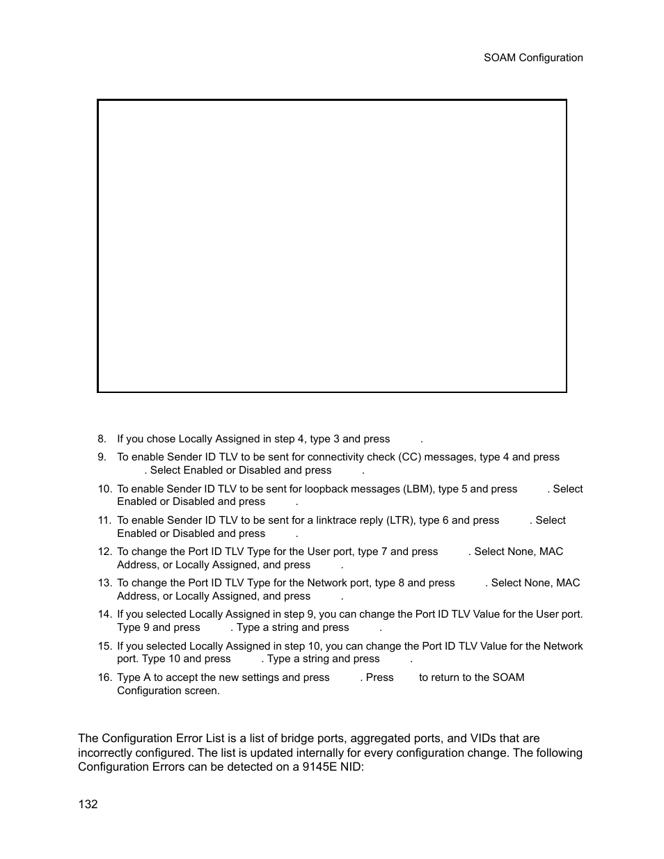 1 soam configuration error list, Soam configuration error list, Figure 11-8) op | CANOGA PERKINS 9145E NID Software Version 3.1 User Manual | Page 147 / 189