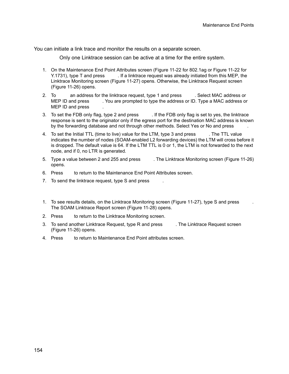 1 initiating a linktrace request, 2 monitoring a linktrace request, Initiating a linktrace request | Monitoring a linktrace request | CANOGA PERKINS 9145E NID Software Version 3.1 User Manual | Page 169 / 189
