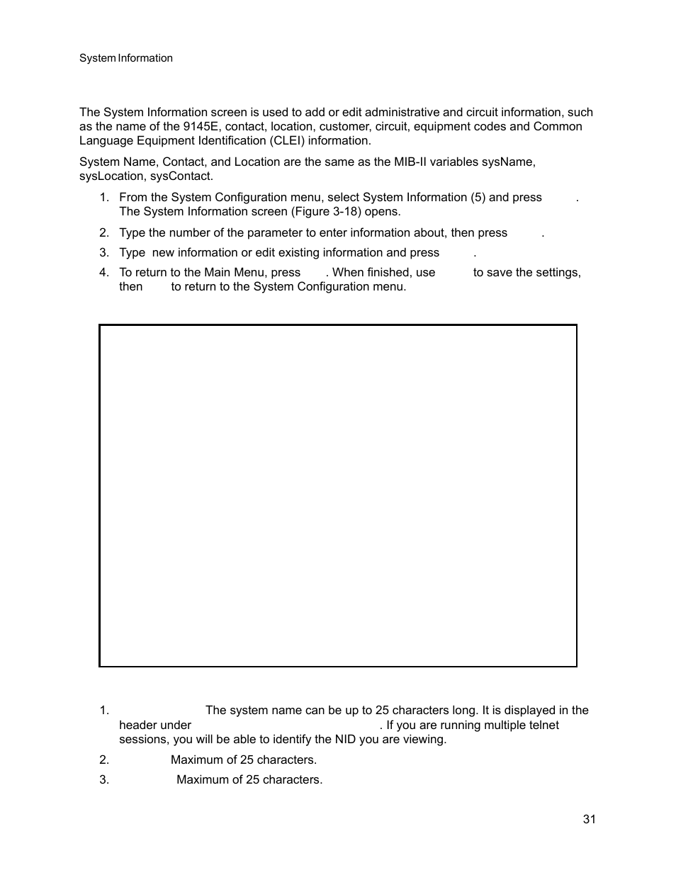6 system information, System information | CANOGA PERKINS 9145E NID Software Version 3.1 User Manual | Page 46 / 189