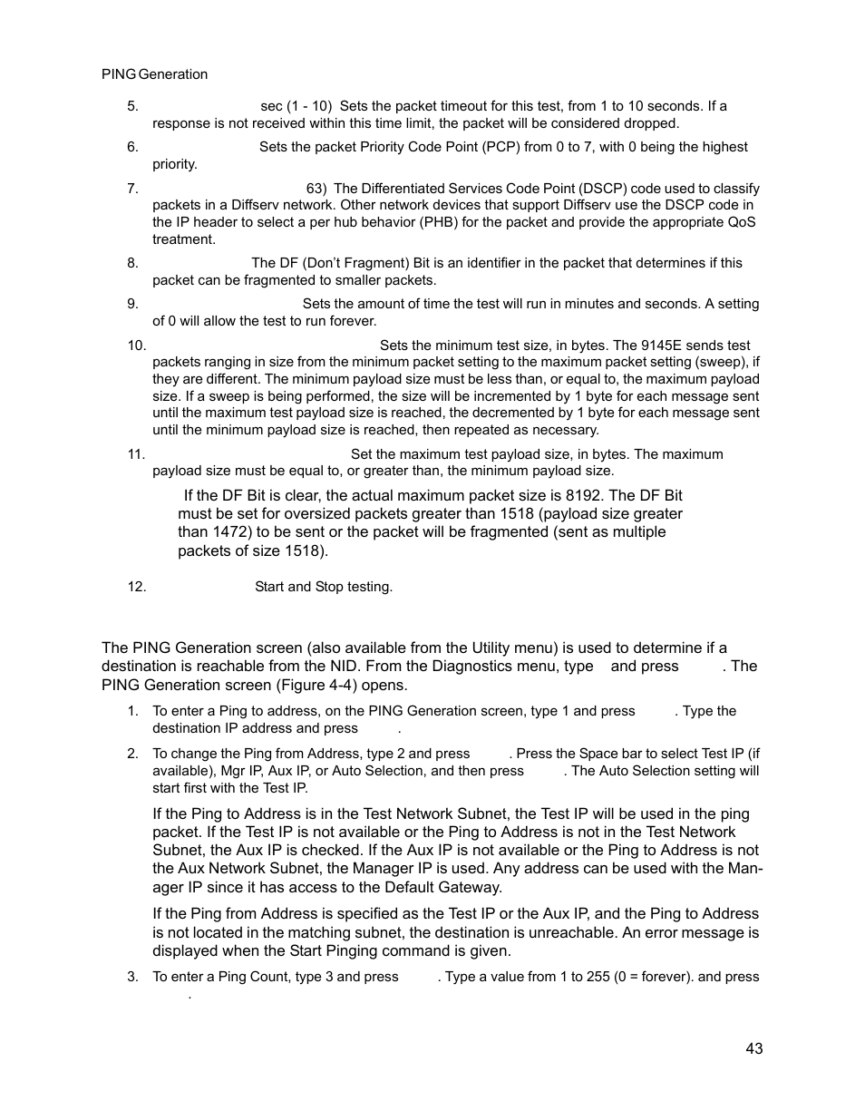 3 ping generation, Ping generation | CANOGA PERKINS 9145E NID Software Version 3.1 User Manual | Page 58 / 189