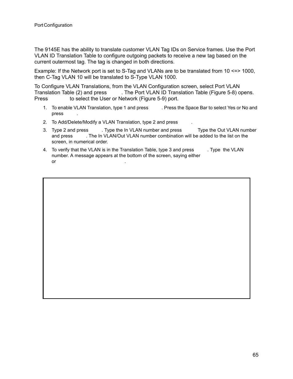 2 port vlan id translation table, Port vlan id translation table | CANOGA PERKINS 9145E NID Software Version 3.1 User Manual | Page 80 / 189