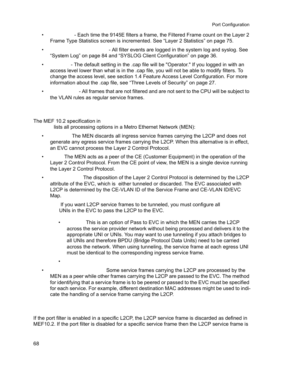 1 l2cp service frame processing options in men, L2cp service frame processing options in men | CANOGA PERKINS 9145E NID Software Version 3.1 User Manual | Page 83 / 189