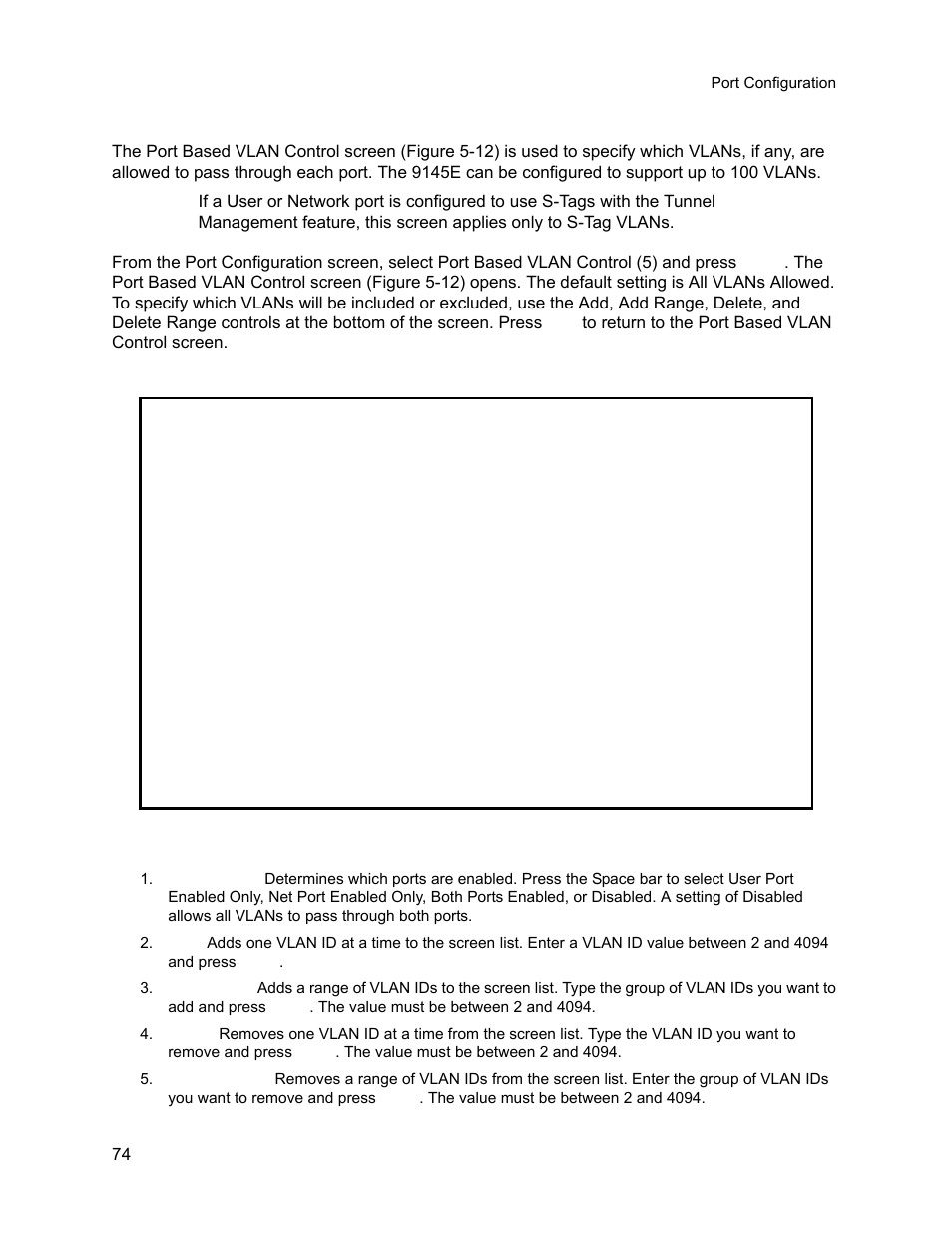 5 port based vlan control, Port based vlan control | CANOGA PERKINS 9145E NID Software Version 3.1 User Manual | Page 89 / 189