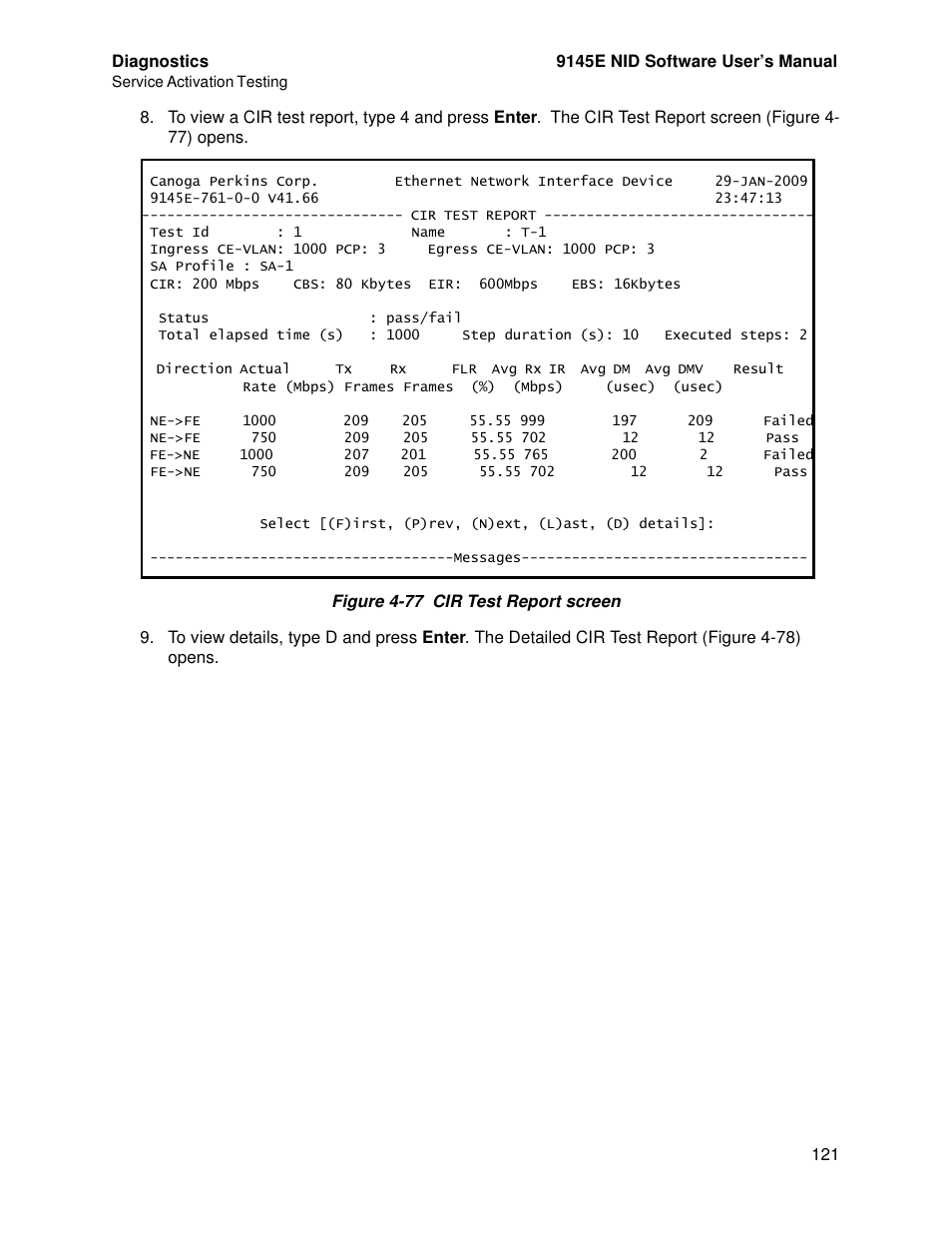 CANOGA PERKINS 9145E NID Software Version 4.10 User Manual | Page 133 / 296