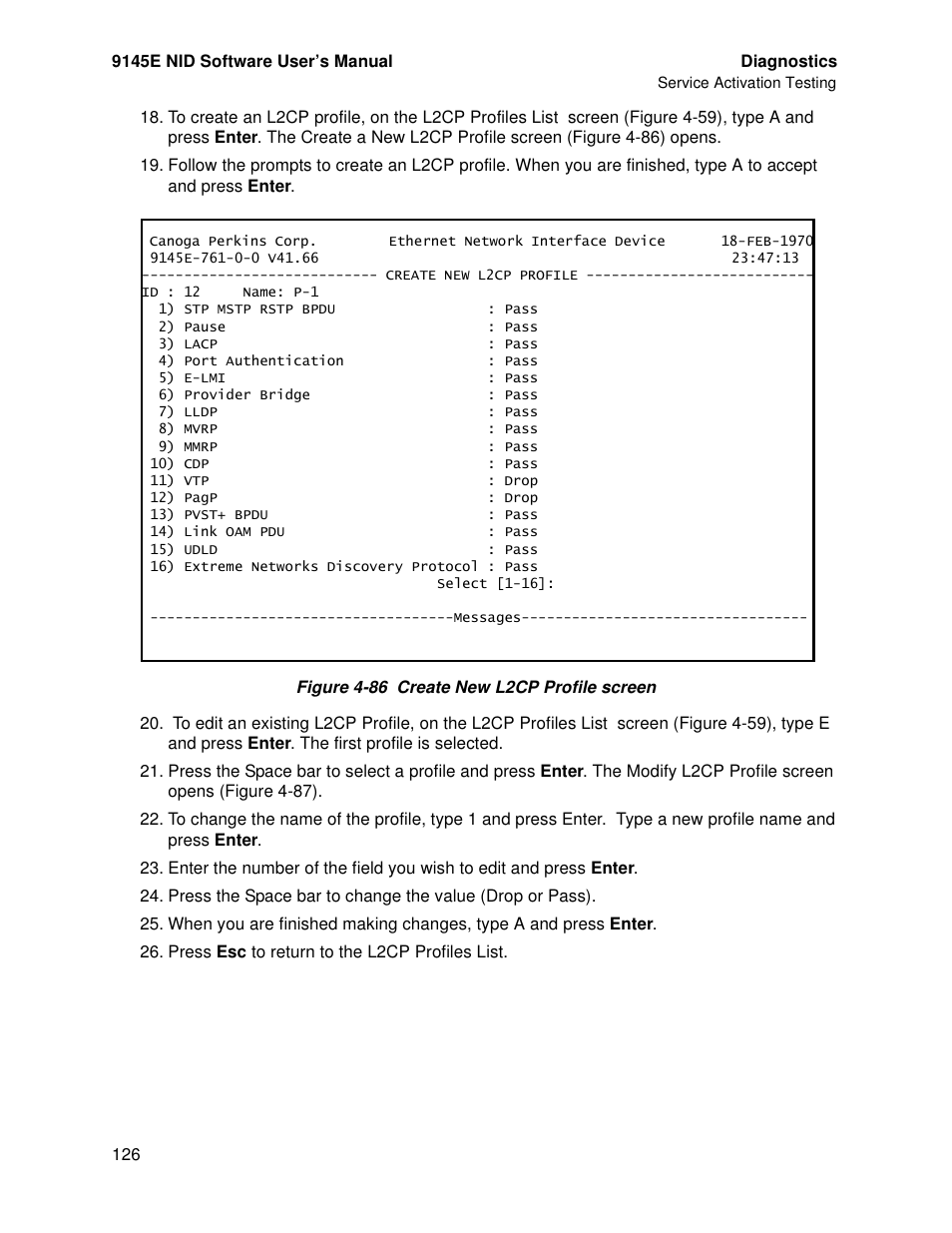 CANOGA PERKINS 9145E NID Software Version 4.10 User Manual | Page 138 / 296