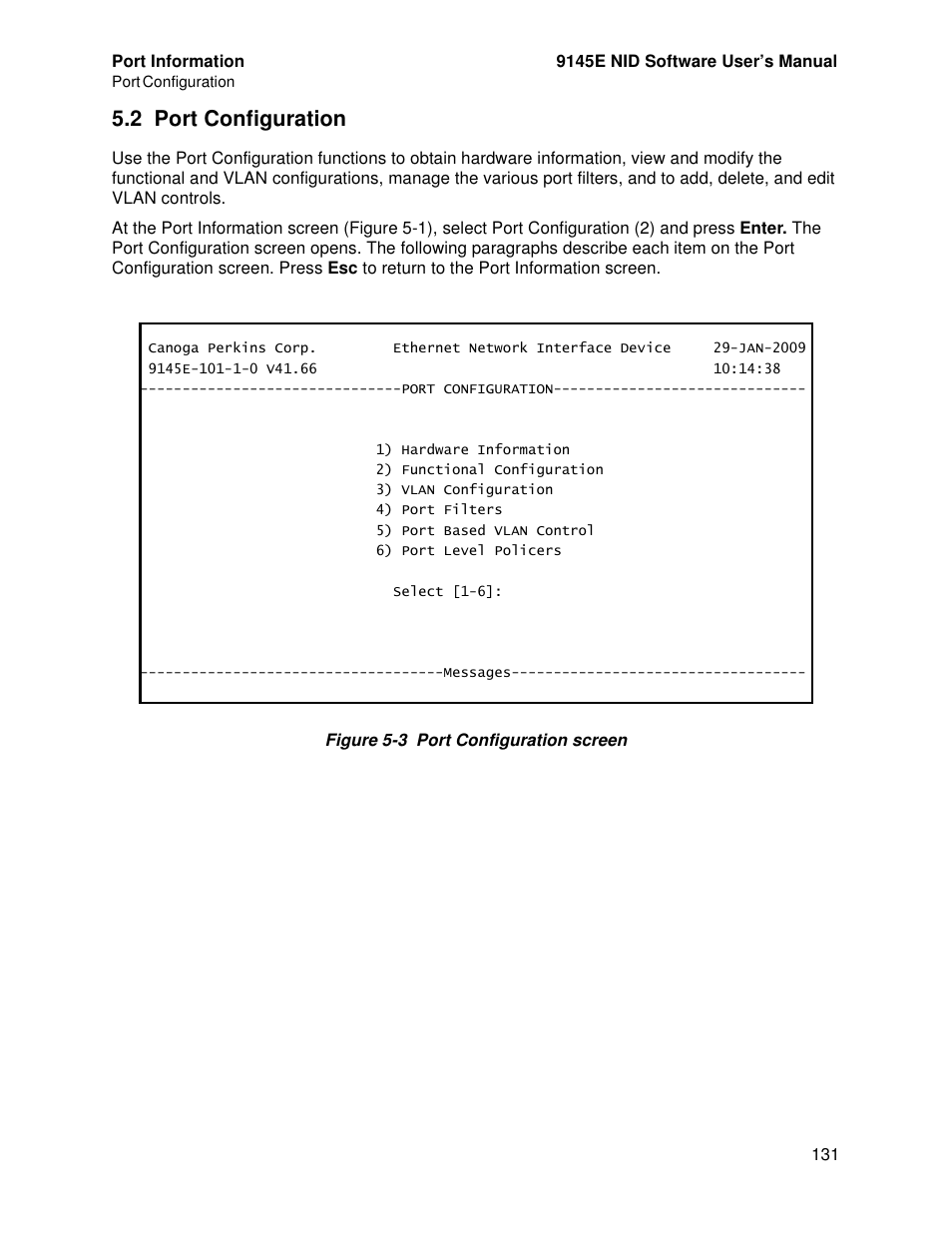 2 port configuration, Port configuration | CANOGA PERKINS 9145E NID Software Version 4.10 User Manual | Page 143 / 296