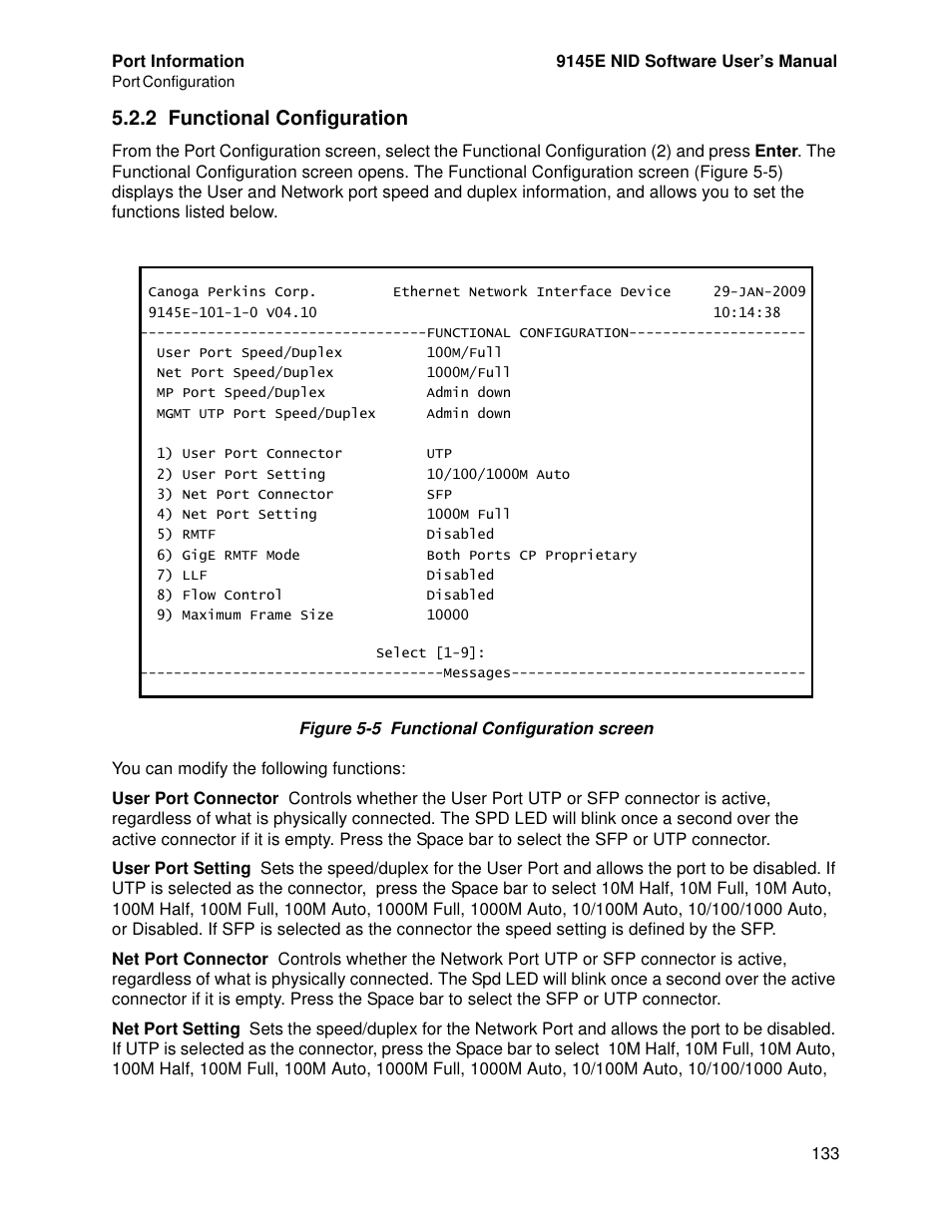 2 functional configuration, Functional configuration | CANOGA PERKINS 9145E NID Software Version 4.10 User Manual | Page 145 / 296