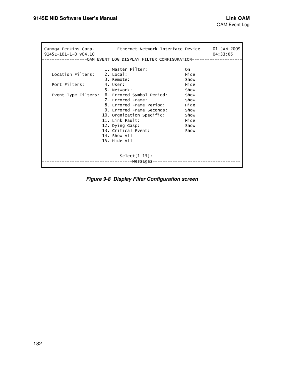 Figure 9-8 | CANOGA PERKINS 9145E NID Software Version 4.10 User Manual | Page 194 / 296