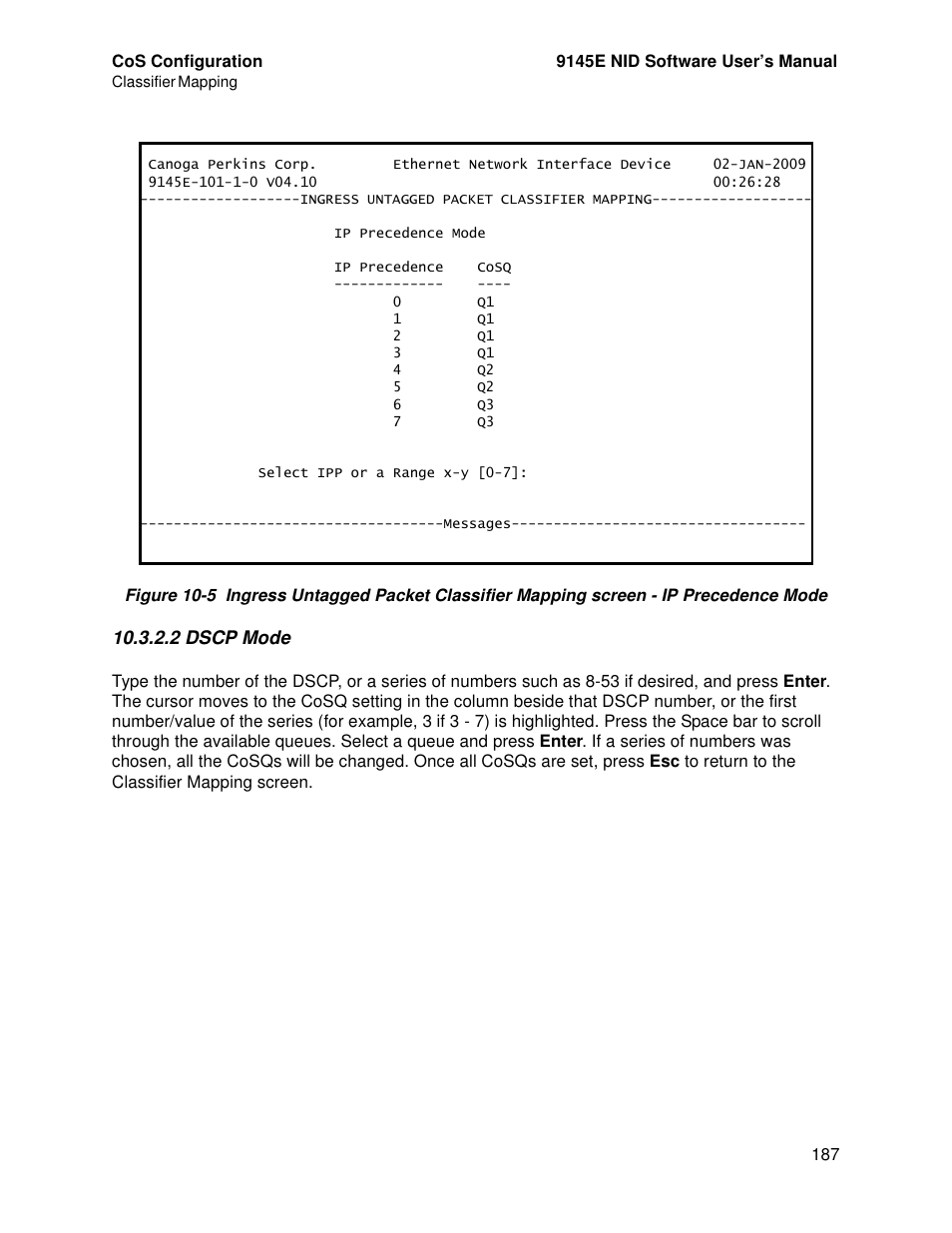 2 dscp mode, Figure 10-5 | CANOGA PERKINS 9145E NID Software Version 4.10 User Manual | Page 199 / 296