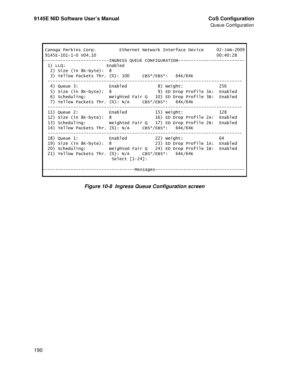 CANOGA PERKINS 9145E NID Software Version 4.10 User Manual | Page 202 / 296