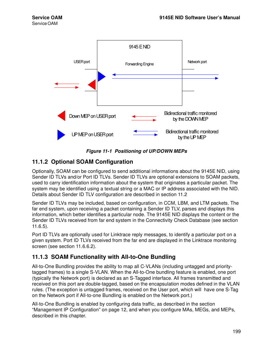 2 optional soam configuration, 3 soam functionality with all-to-one bundling, Optional soam configuration | Soam functionality with all-to-one bundling | CANOGA PERKINS 9145E NID Software Version 4.10 User Manual | Page 211 / 296