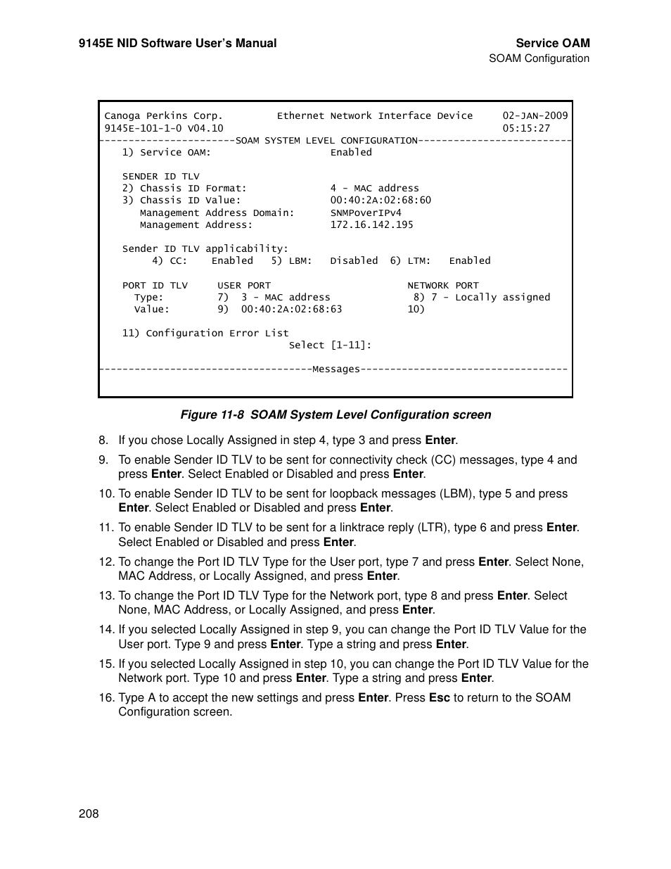 Figure 11-8) | CANOGA PERKINS 9145E NID Software Version 4.10 User Manual | Page 220 / 296