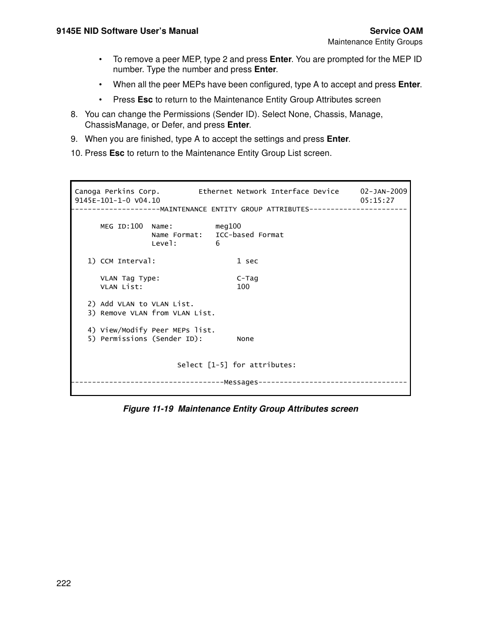 CANOGA PERKINS 9145E NID Software Version 4.10 User Manual | Page 234 / 296
