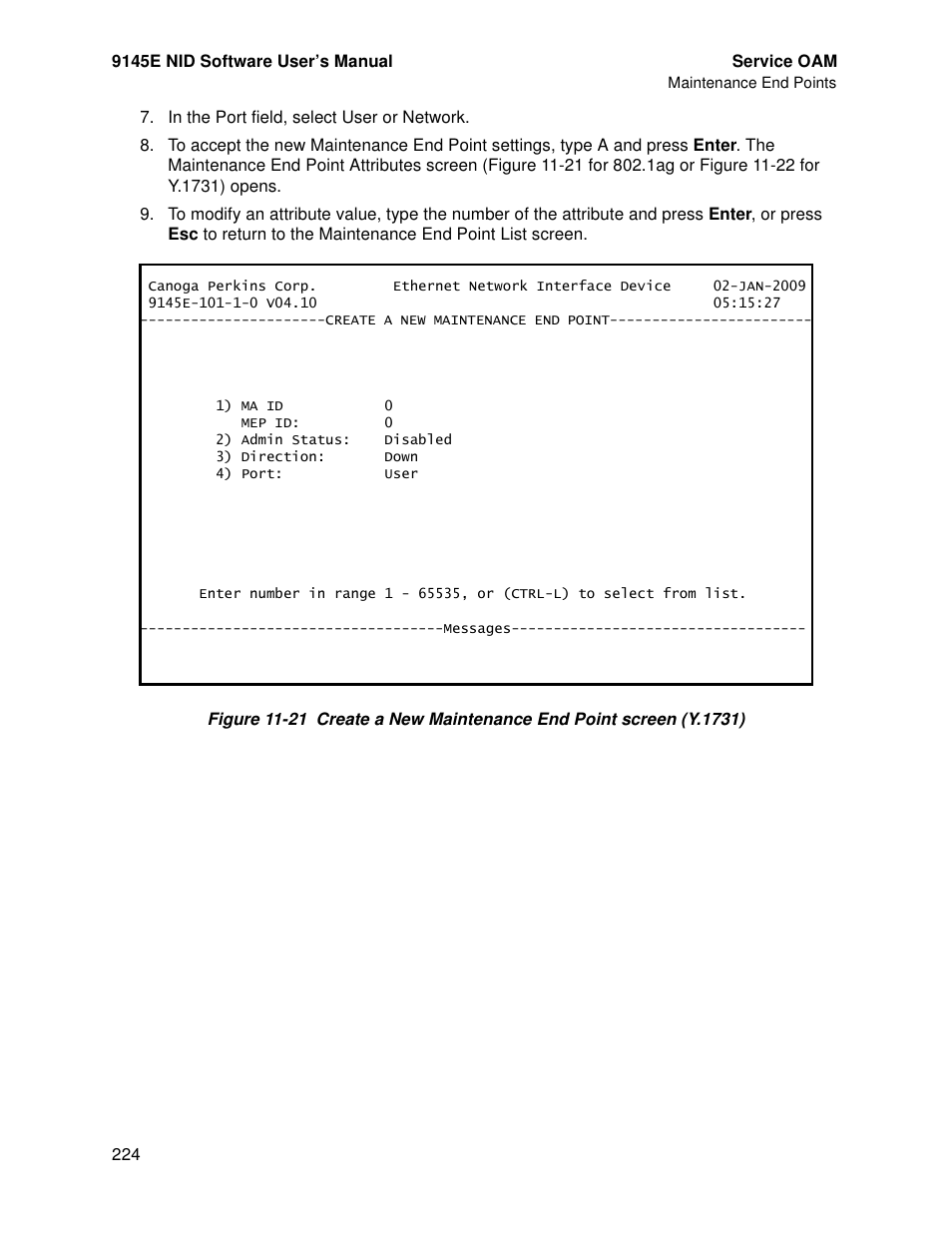 CANOGA PERKINS 9145E NID Software Version 4.10 User Manual | Page 236 / 296