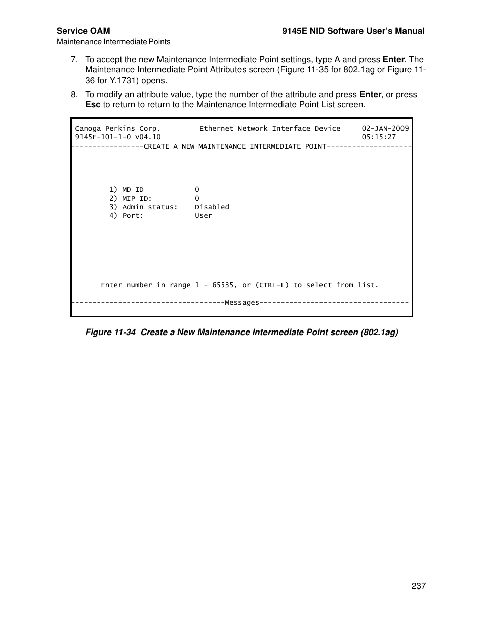 CANOGA PERKINS 9145E NID Software Version 4.10 User Manual | Page 249 / 296