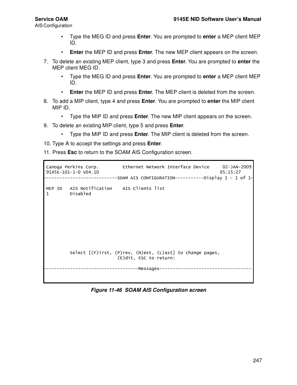CANOGA PERKINS 9145E NID Software Version 4.10 User Manual | Page 259 / 296