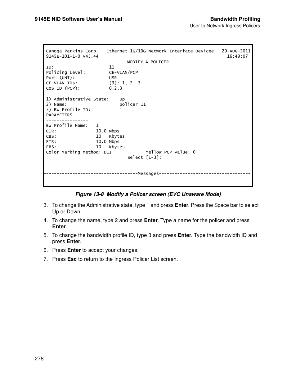 CANOGA PERKINS 9145E NID Software Version 4.10 User Manual | Page 290 / 296