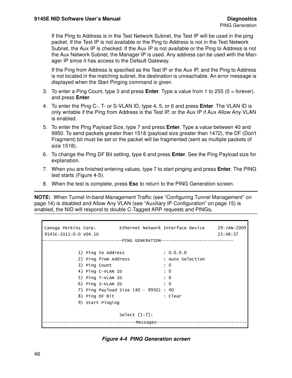 CANOGA PERKINS 9145E NID Software Version 4.10 User Manual | Page 58 / 296