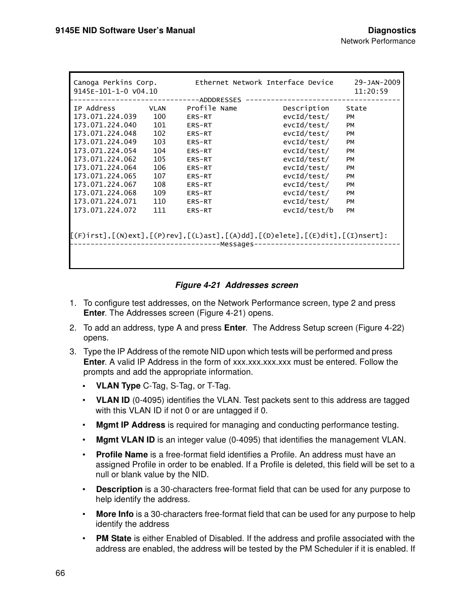 CANOGA PERKINS 9145E NID Software Version 4.10 User Manual | Page 78 / 296
