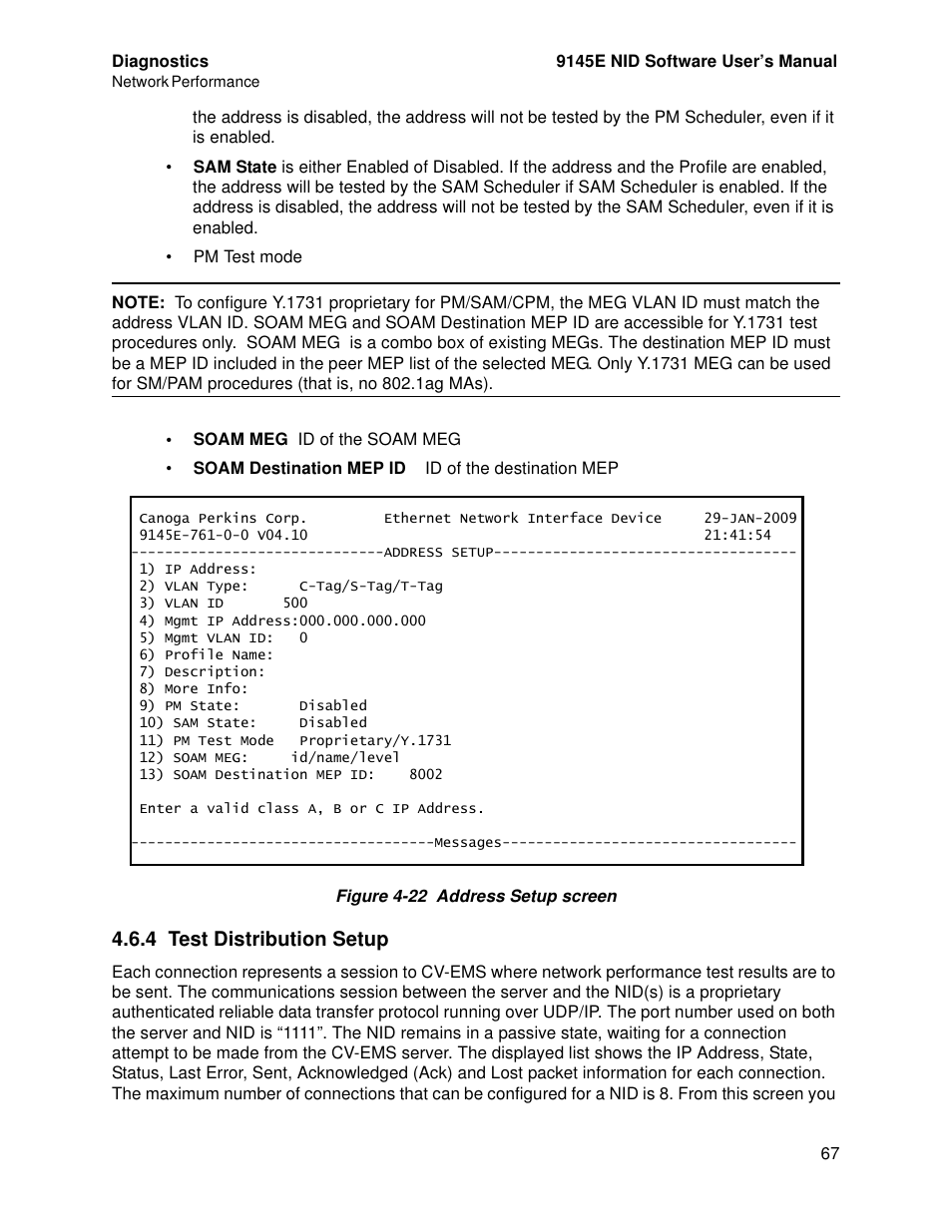 4 test distribution setup | CANOGA PERKINS 9145E NID Software Version 4.10 User Manual | Page 79 / 296