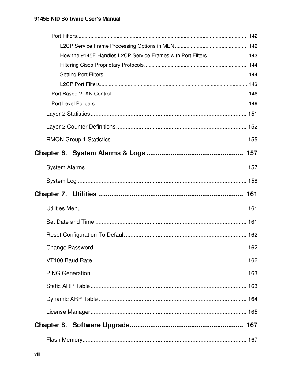 CANOGA PERKINS 9145E NID Software Version 4.10 User Manual | Page 8 / 296