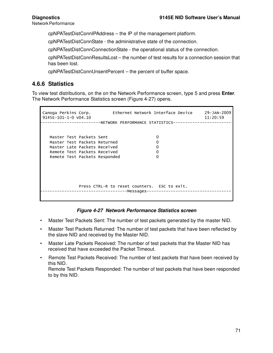 6 statistics | CANOGA PERKINS 9145E NID Software Version 4.10 User Manual | Page 83 / 296