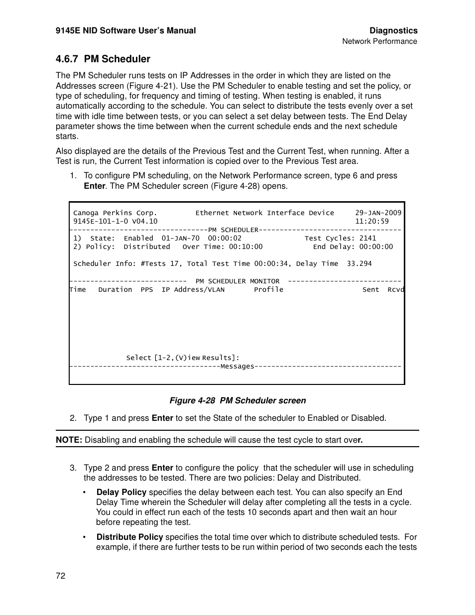 7 pm scheduler | CANOGA PERKINS 9145E NID Software Version 4.10 User Manual | Page 84 / 296