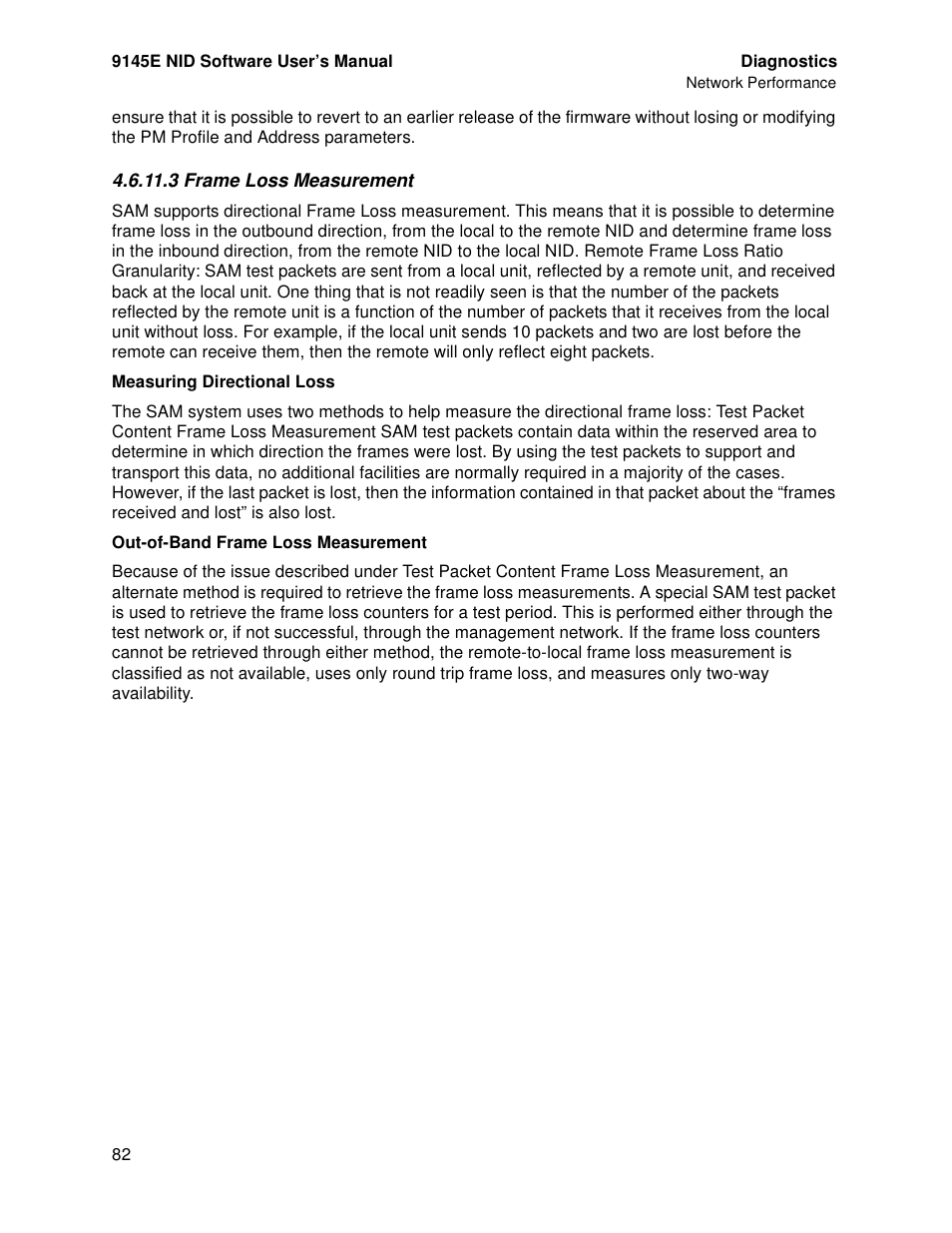 3 frame loss measurement | CANOGA PERKINS 9145E NID Software Version 4.10 User Manual | Page 94 / 296