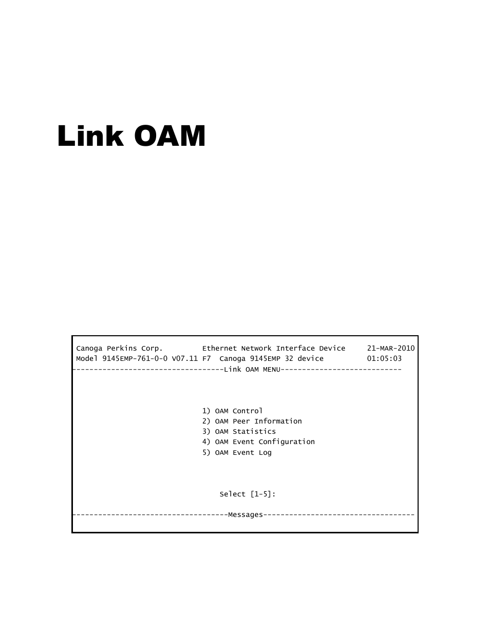 Chapter 9 link oam | CANOGA PERKINS 9145EMP NID Software Version 3.1 User Manual | Page 105 / 202
