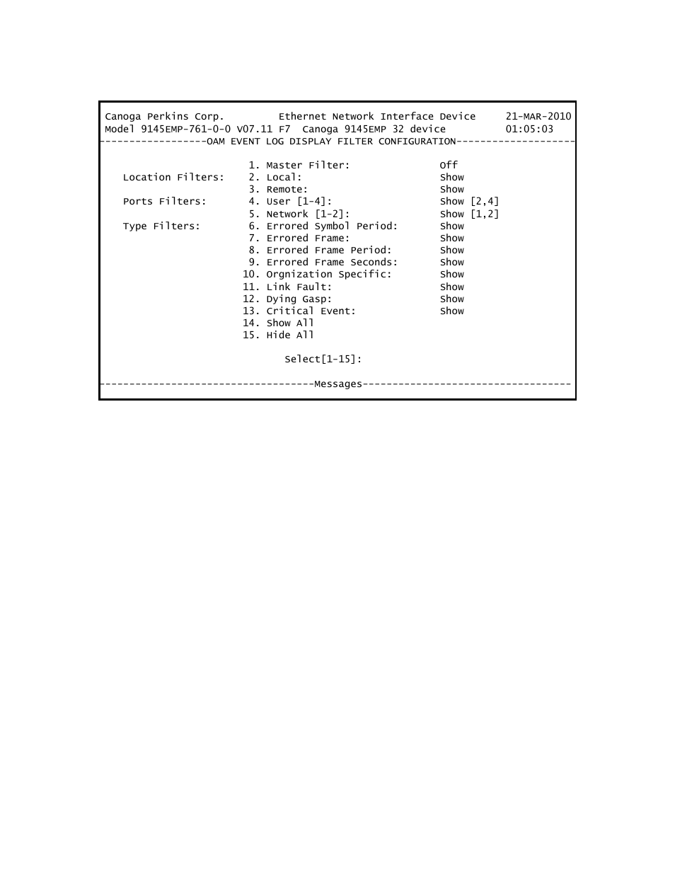 CANOGA PERKINS 9145EMP NID Software Version 3.1 User Manual | Page 114 / 202