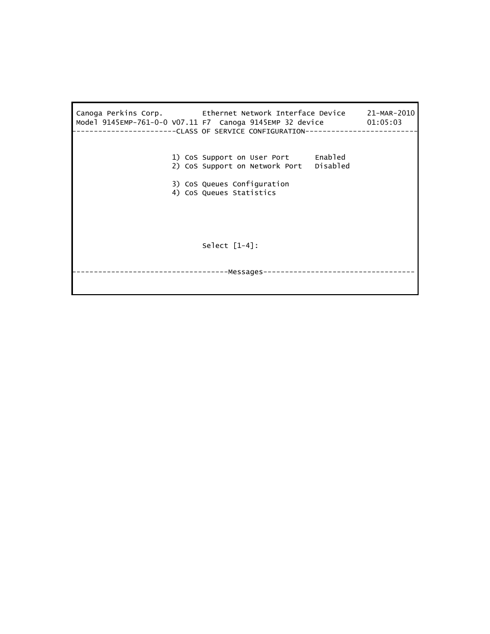 2 cos support, 1 enabling or disabling cos support | CANOGA PERKINS 9145EMP NID Software Version 3.1 User Manual | Page 117 / 202