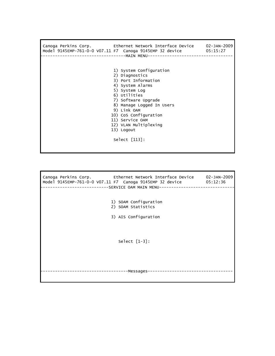 CANOGA PERKINS 9145EMP NID Software Version 3.1 User Manual | Page 144 / 202