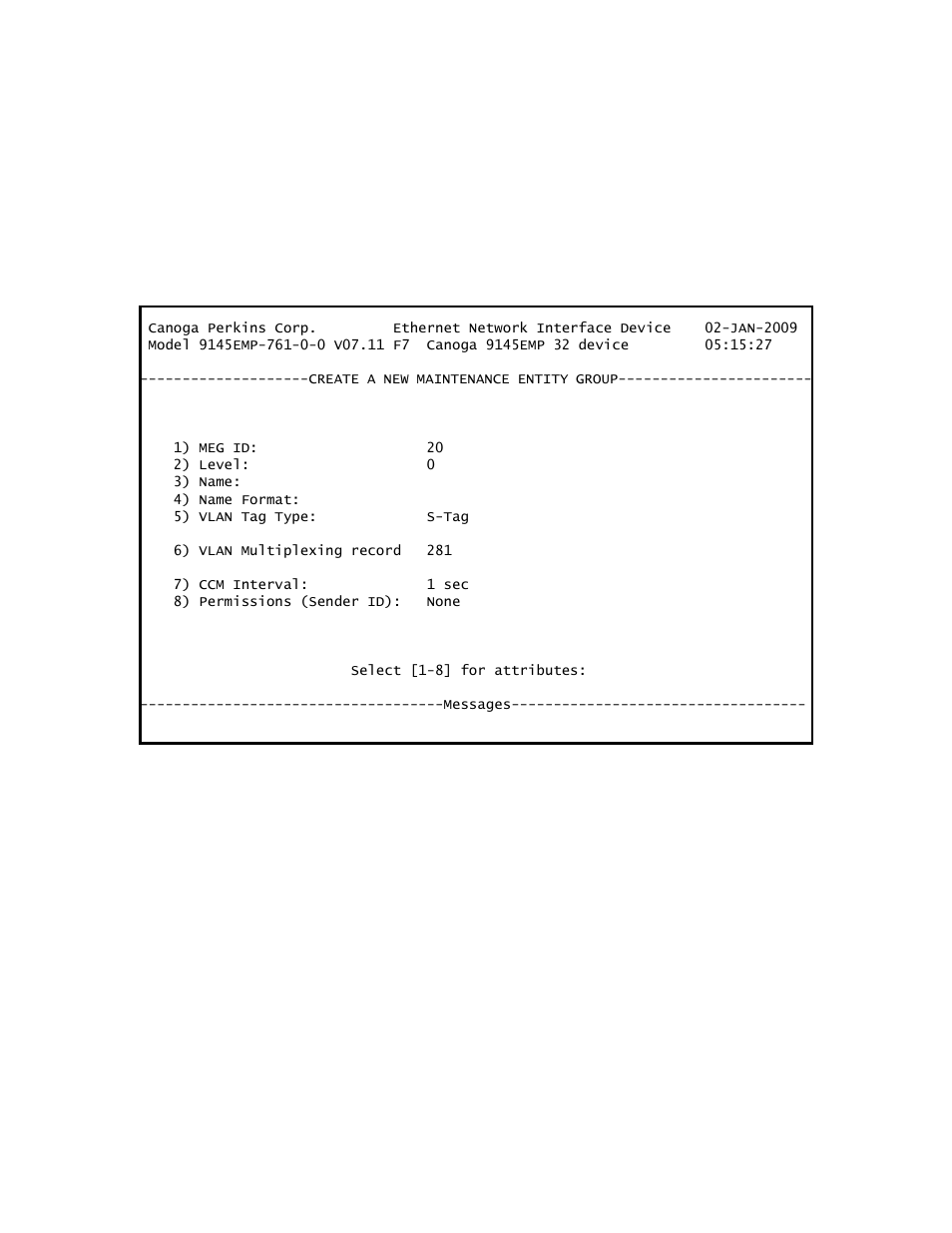 CANOGA PERKINS 9145EMP NID Software Version 3.1 User Manual | Page 165 / 202