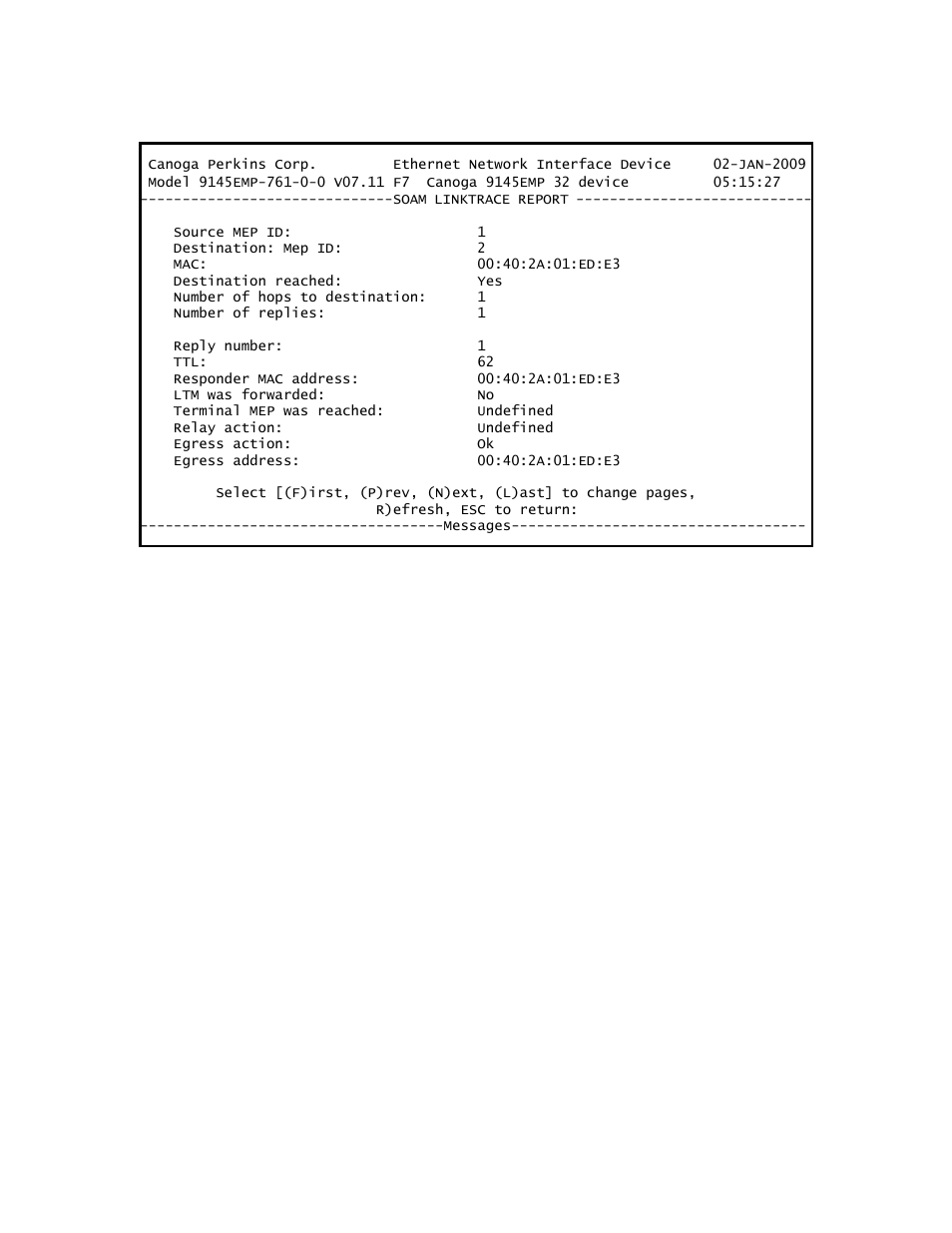 CANOGA PERKINS 9145EMP NID Software Version 3.1 User Manual | Page 171 / 202