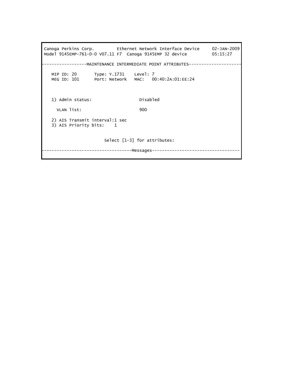 8 configuration error list | CANOGA PERKINS 9145EMP NID Software Version 3.1 User Manual | Page 179 / 202