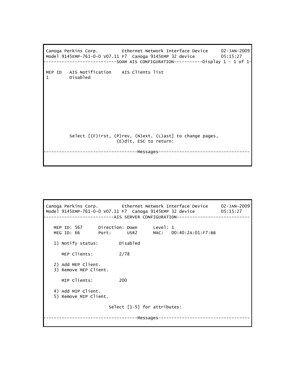 CANOGA PERKINS 9145EMP NID Software Version 3.1 User Manual | Page 188 / 202