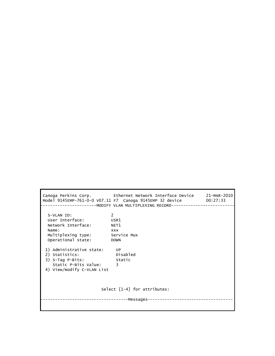 CANOGA PERKINS 9145EMP NID Software Version 3.1 User Manual | Page 196 / 202