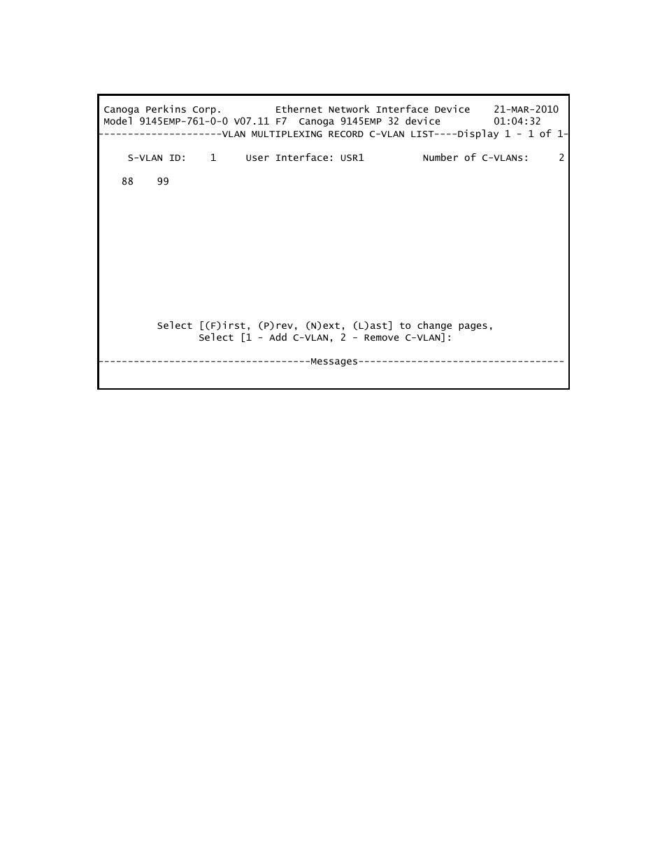CANOGA PERKINS 9145EMP NID Software Version 3.1 User Manual | Page 197 / 202